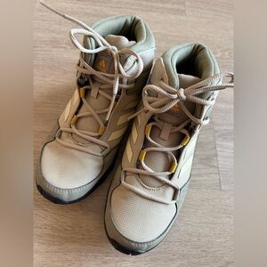 adidas Tan High-Top Sneakers with Yellow Tabs